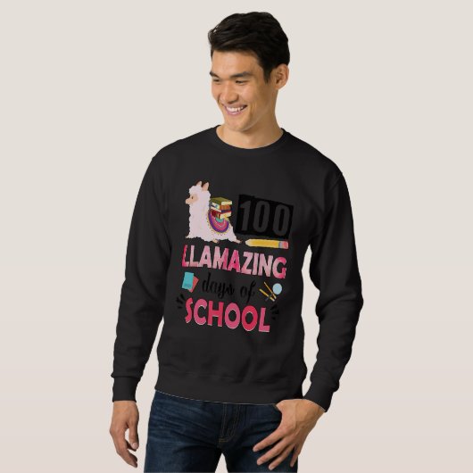 Cute Pink Llama 100th Day of School 100 Days No Pr Trui (Voorkant volledig)