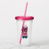 Cute Pink Llama Acryl Drinkbeker (Achterkant)