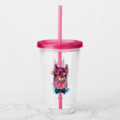 Cute Pink Llama Acryl Drinkbeker (Voorkant)