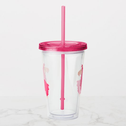 Cute Pink Llama Acryl Drinkbeker (Rechts)