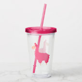 Cute Pink Llama Acryl Drinkbeker (Achterkant)