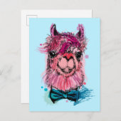 Cute Pink Llama Briefkaart (Voorkant / Achterkant)