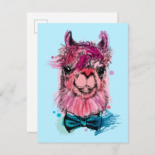 Cute Pink Llama Briefkaart (Voorkant / Achterkant)
