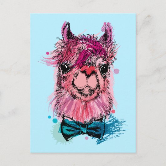 Cute Pink Llama Briefkaart (Voorkant)