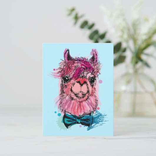Cute Pink Llama Briefkaart (Staand voorkant)