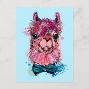 Cute Pink Llama Briefkaart