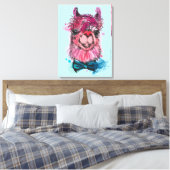 Cute Pink Llama Canvas Afdruk (Insitu (Slaapkamer))