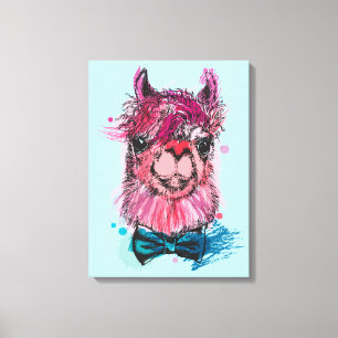 Cute Pink Llama Canvas Afdruk