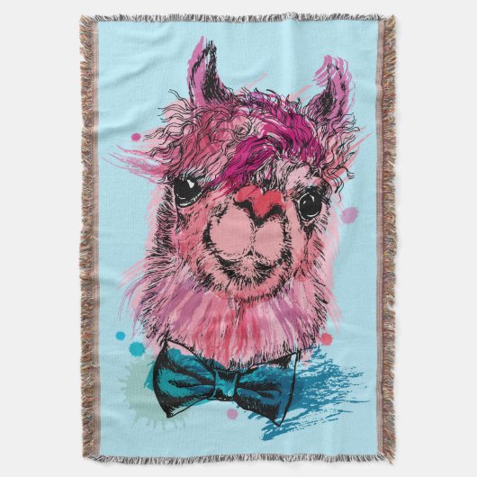Cute Pink Llama Deken (Voorkant Verticaal)