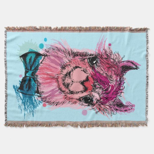 Cute Pink Llama Deken (Voorkant)