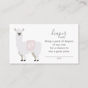 Cute Pink Llama Diaper Raffle Ticket Baby shower Informatiekaartje