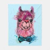 Cute Pink Llama Fleece Deken (Voorkant)