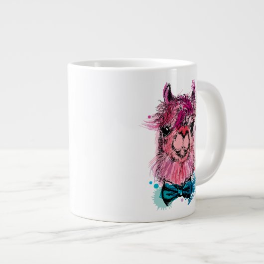 Cute Pink Llama Grote Koffiekop (Voorkant rechts)