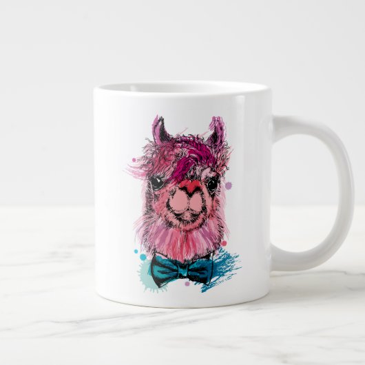 Cute Pink Llama Grote Koffiekop (Rechts)
