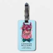 Cute Pink Llama | Jouw namen toevoegen Bagagelabel (Achterkant verticaal)