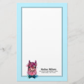 Cute Pink Llama | Jouw namen toevoegen Briefpapier (Voorkant)