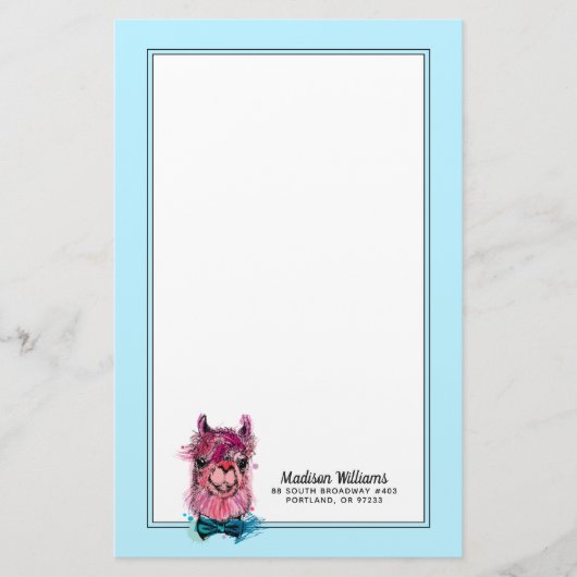 Cute Pink Llama | Jouw namen toevoegen Briefpapier (Voorkant)