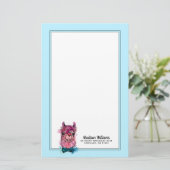 Cute Pink Llama | Jouw namen toevoegen Briefpapier (Staand voorkant)