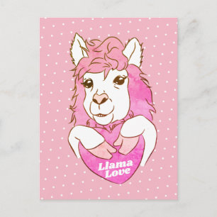 Cute Pink Llama Love Briefkaart