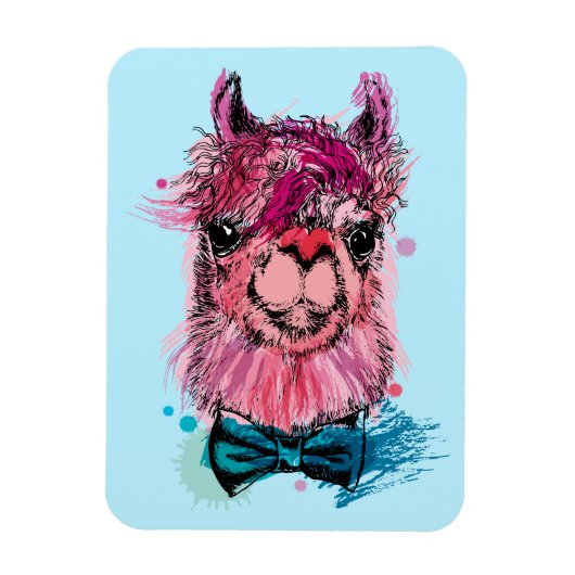 Cute Pink Llama Magneet (Verticaal)