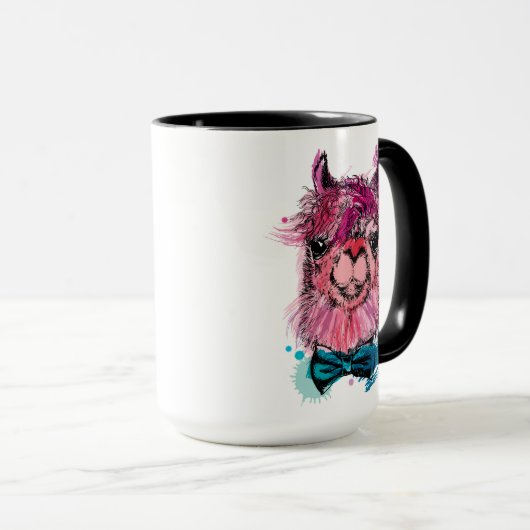 Cute Pink Llama Mok (Voorkant rechts)