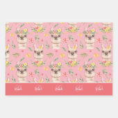 Cute Pink Llama Pattern for Little Girls Inpakpapier Vel (Voorkant)