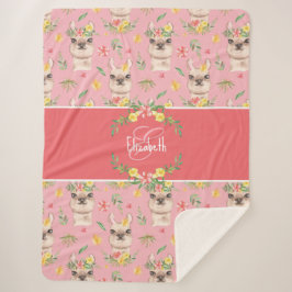 Cute Pink Llama Pattern for Little Girls Sherpa Deken
