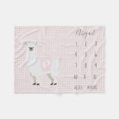 Cute Pink Llama Polka Dot Baby Milestone Fleece Deken (Voorkant (Horizontaal))