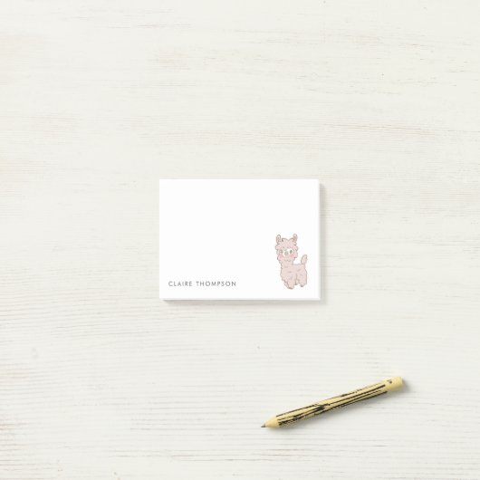 Cute Pink Llama Post-it® Notes (Op bureau)