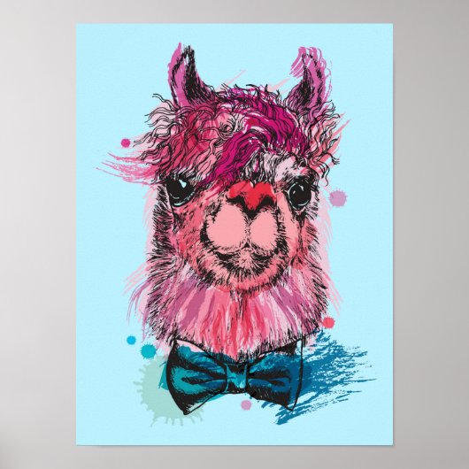 Cute Pink Llama Poster (Voorkant)