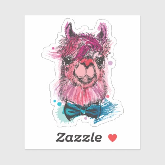 Cute Pink Llama Sticker (Vel)