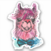Cute Pink Llama Sticker (Voorkant)