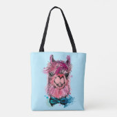 Cute Pink Llama Tote Bag (Achterkant)