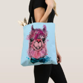 Cute Pink Llama Tote Bag (Dichtbij)