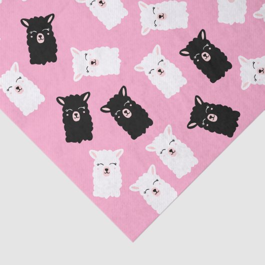 Cute Pink Llama Weefpapier Tissuepapier (Detail)
