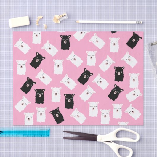 Cute Pink Llama Weefpapier Tissuepapier (Craft)