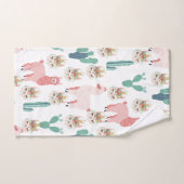 Cute Pink Llama's and Green Cactus Bad Handdoek (Handdoek)