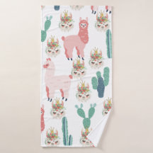 Cute Pink Llama's and Green Cactus