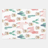 Cute Pink Llama's and Green Cactus Inpakpapier Vel (Voorkant 2)