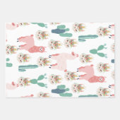 Cute Pink Llama's and Green Cactus Inpakpapier Vel (Voorkant)