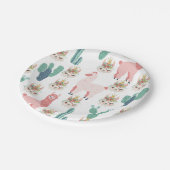 Cute Pink Llama's and Green Cactus Papieren Bordje (Gekanteld)
