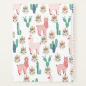 Cute Pink Llama's and Green Cactus Planner (Achterkant)
