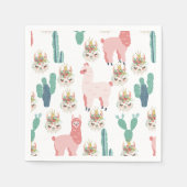 Cute Pink Llama's and Green Cactus Servet (Voorkant)