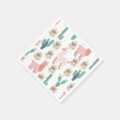 Cute Pink Llama's and Green Cactus Servet (Hoek)