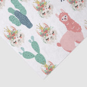 Cute Pink Llama's and Green Cactus Tissuepapier (Detail)