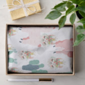 Cute Pink Llama's and Green Cactus Tissuepapier (Geschenk)