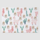 Cute Pink Llama's and Green Cactus Tissuepapier (Voorkant)