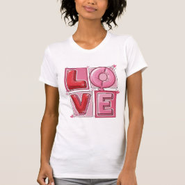 Cute Pink LOVE Balloon Typography Valentine Art T-shirt