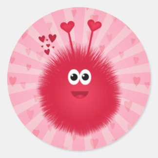 Cute Pink Love Bug Ronde Sticker