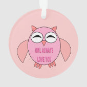 Cute Pink Love Message Owl Acryllic Ornament (achterkant)